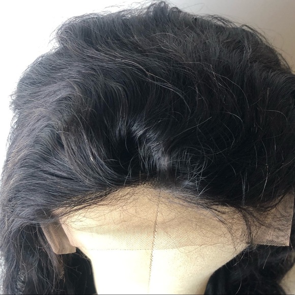 24” BLACK HUMAN BRAZILIAN BODY WAVE LACE FRONT WIG main image 4